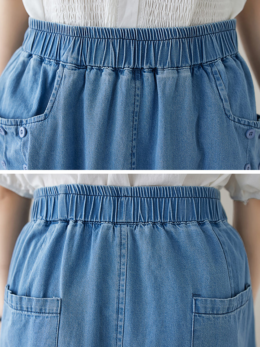 Women Summer Casual Solid Denim Skirt II1048 ZMFS