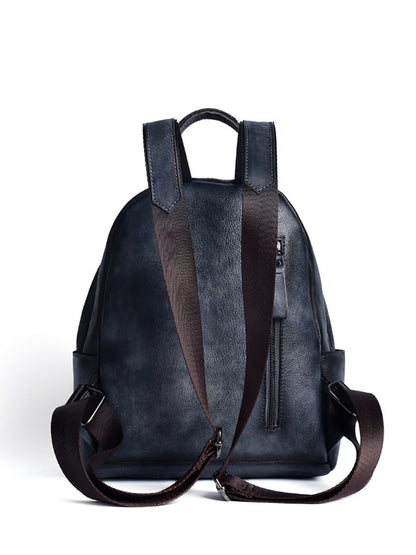 Women Retro Leather Zipper Large Capacity Backpack AH1079 AMRMY