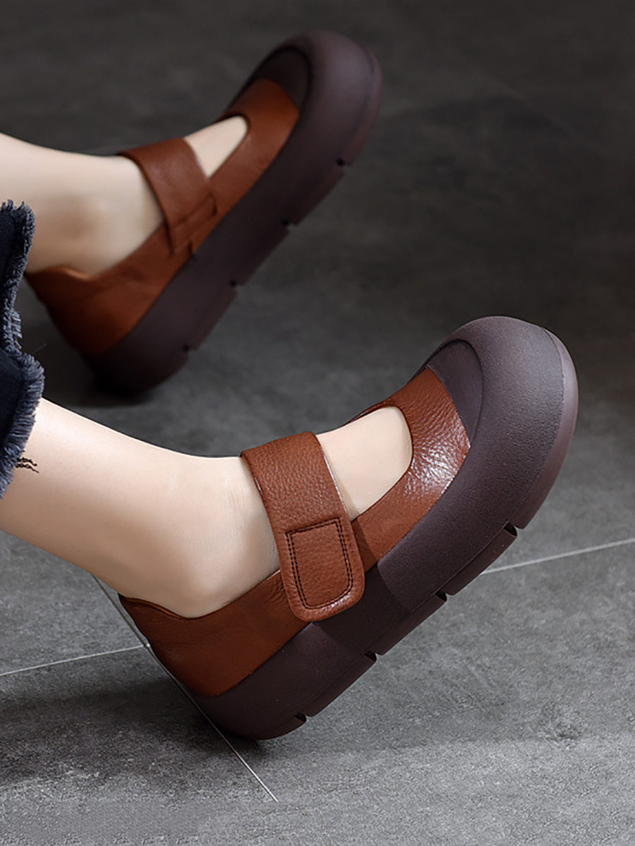 Women Summer Casual Leather Colorblock Flat Shoes CV1012 Ada Fashion