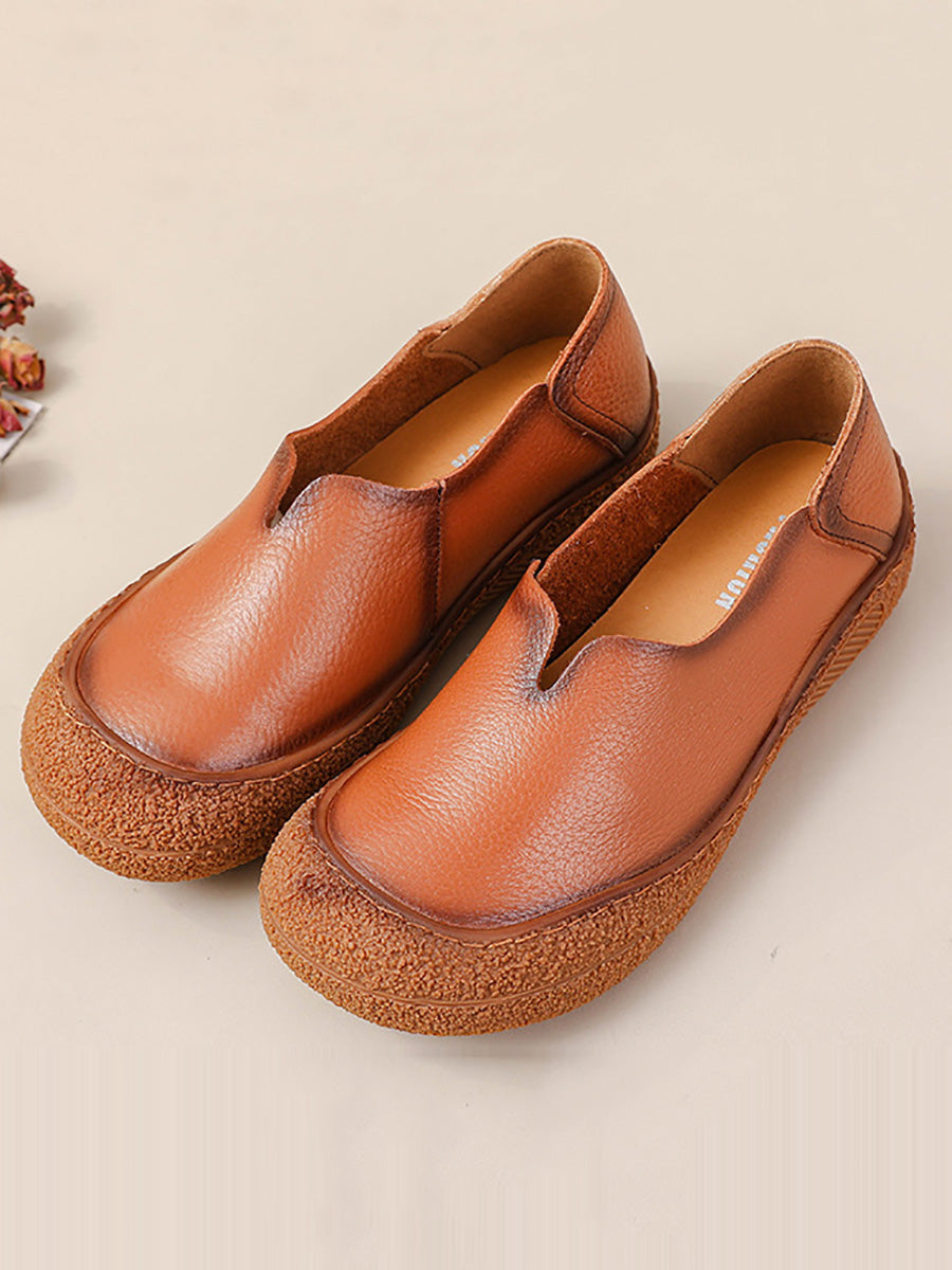 Women Summer Solid Soft Genuine Leather Flat Shoes CX042 BC