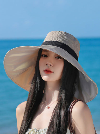 Women Summer Colorblock Sunproof Bowknot Hat QW1022 Ada Fashion