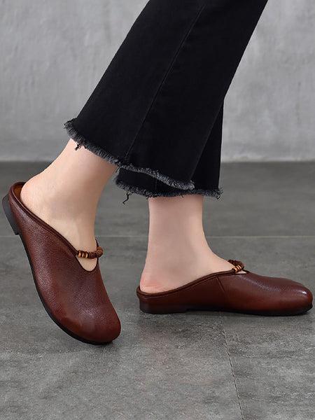 Summer Vintage Leather Soft Sandals Women FashionChic