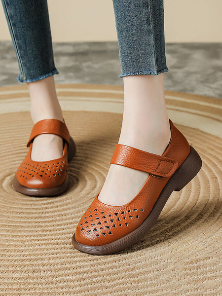 Shoes Leather Platfrom Out Vintage Hollow Women Summer FashionChic