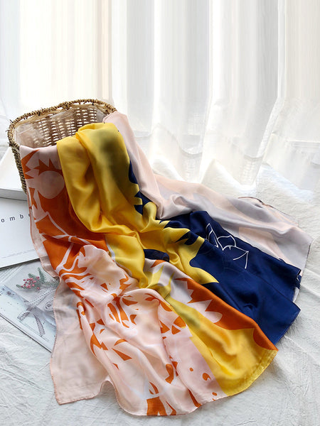 Women Colorblock Print Travel Shawl Scarf SC1037 Ada Fashion