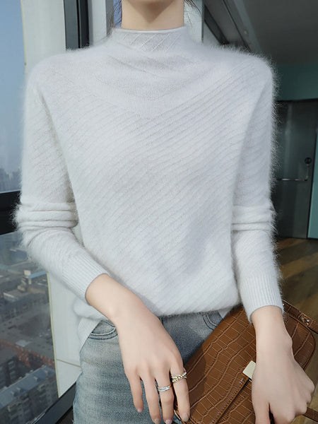 Women Autumn Half Turtleneck Wool Warm Knit Sweater AV1008 Genistyle Shop