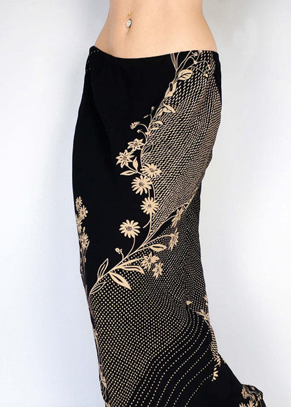 Art Low Waist Skirts Print Spring Holiday Black FashionChic