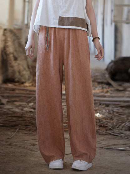 Women Summer Vintage Worn Straight Linen Pants IO1010 Ada Fashion