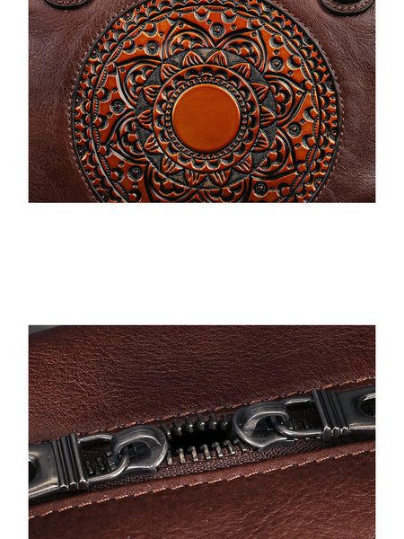 Women Leather Flower Spliced Capacity Hand Bag Shoulder Bag AX1007 Genistyle Shop