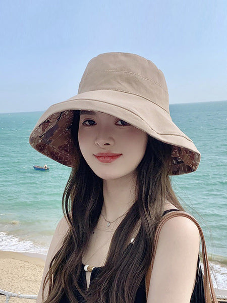 Women Casual Summer Solid Reversible Wearing Collapsible Hat LL005 BUYKUD