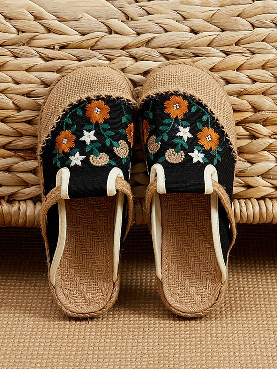 Women Summer Ethnic Flower Embroidery Slippers CC050 TACH