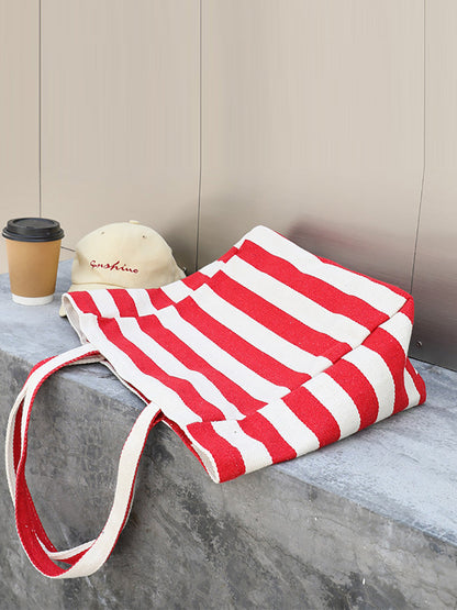 Women Casual Stripe Canvas Large Capacity Shoulder Bag CX044 LCPJ