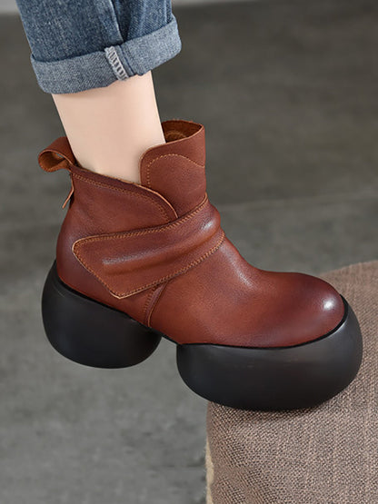 Women Fashion Soft Genuine Leather Platfrom Ankle Boots WG008 TZTJ