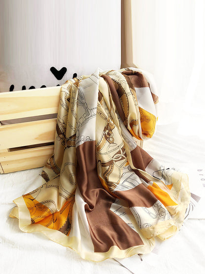 Women Colorblock Print Travel Shawl Scarf SC1037 Ada Fashion