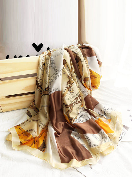 Women Colorblock Print Travel Shawl Scarf SC1037 Ada Fashion