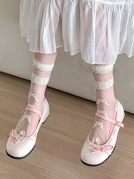 3 Pairs Women Elegant Flower Lace Spliced Thin Socks BN1032 Ada Fashion