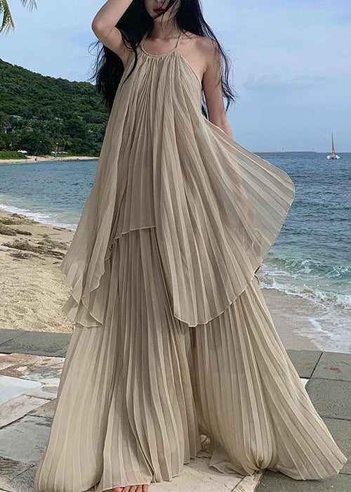 Vacation Organ Pleated Asymmetrical Backless Two Pieces Set Dress TT1030 shopify