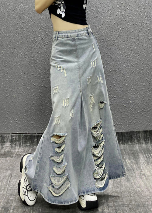 Chic Light Blue Pockets High Waist Denim Skirt Summer EE014 shopify