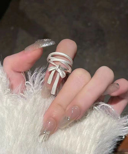 Sterling DIY Rings Ribbon Bow Silk Silver FashionChic