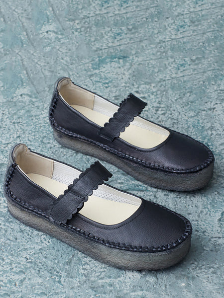 Women Summer Casual Solid Leather Velcro Flat Shoes ZZ1040 Ada Fashion