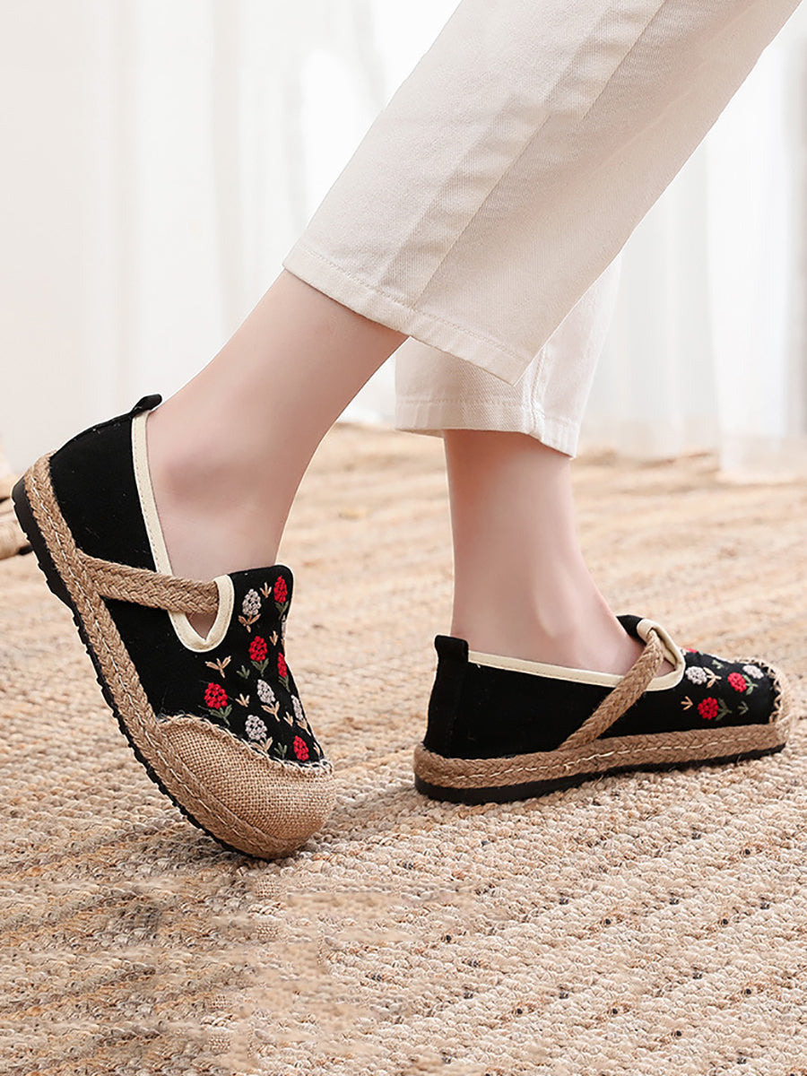 Women Summer Artsy Embroidery Linen Cotton Shoes ZZ1005 Ada Fashion