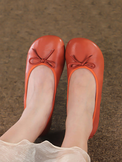 Women Summer Casual Solid Leather Bowknot Shoes FG1002 Ada Fashion