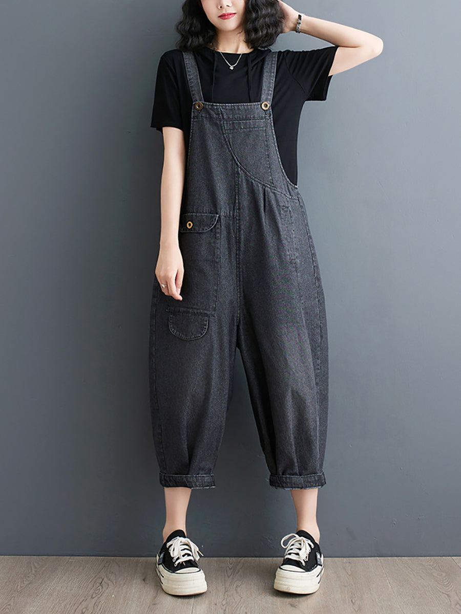 Women Summer Solid Casual Loose Denim Jumpsuits XX1050 Ada Fashion