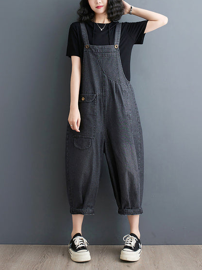 Women Summer Solid Casual Loose Denim Jumpsuits XX1050 Ada Fashion