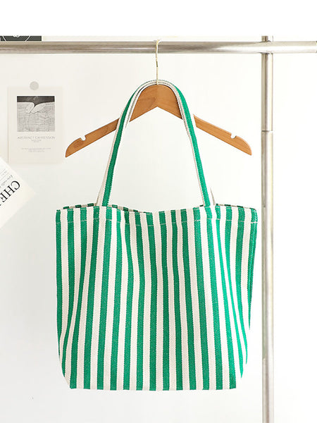 Casual Women Stripe Shoulder Canvas Bag FashionChic