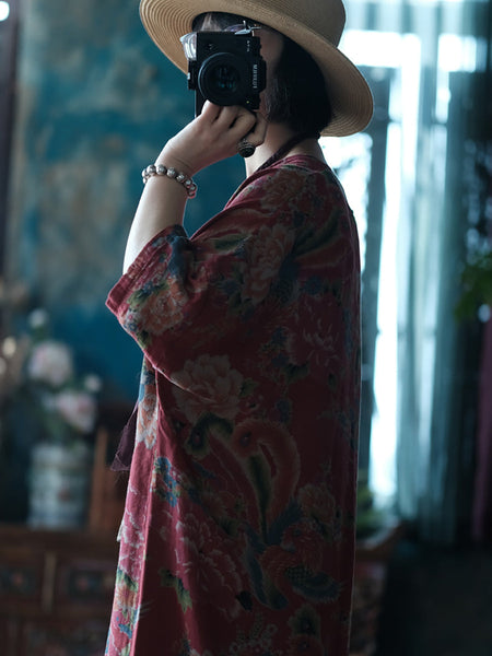 Women Vintage Flower Spring 100%Cotton Shirt Coat KL1013 Ada Fashion