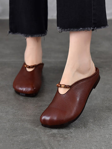 Summer Vintage Leather Soft Sandals Women FashionChic