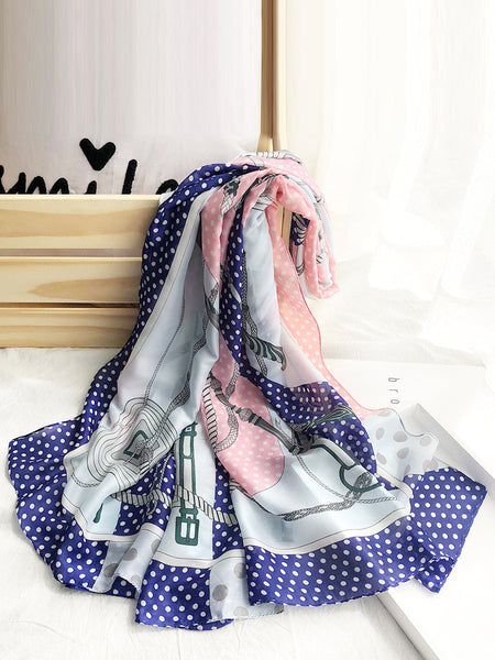 Women Colorblock Print Travel Shawl Scarf SC1037 Ada Fashion
