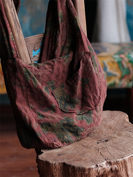 Women Retro Floral Spliced Linen Shoulder Bag AI1011 JSHY