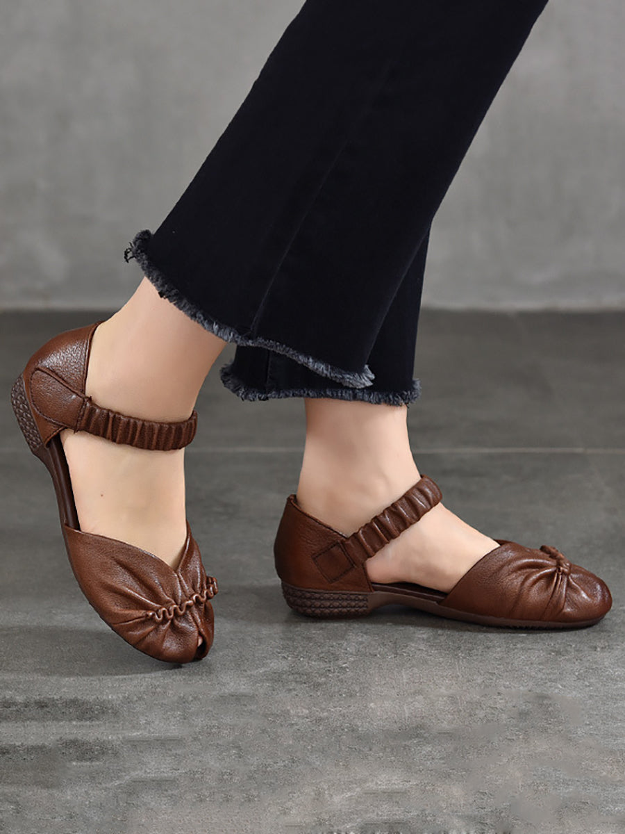 Women Summer Solid Artsy Leather Low-Heel Shoes UI1021 Ada Fashion