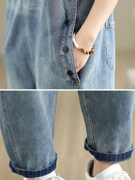 Denim Women Jumpsuits Loose Color Summer Casual Pure FashionChic