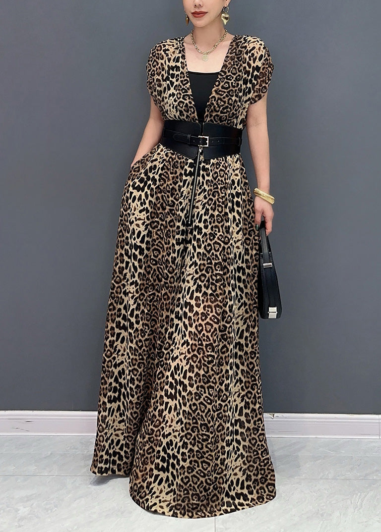 Organic Leopard Print Flattering Jumpsuits Summer AO1067 JDML-JPTS240909