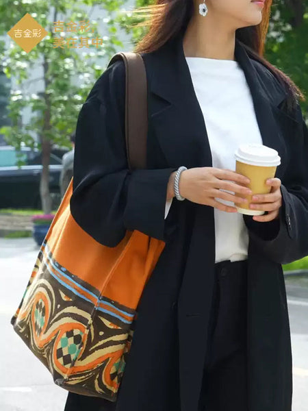 Ethnic Print Large Capacity Shoulder Bag Handbag QN010 BUYKUD