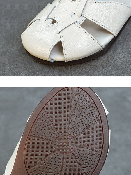 Leather Summer Soft Women Spliced Sandals FashionChic