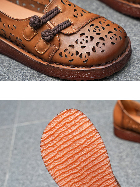 Hollow Women Out Shoes Low Heel Summer Ethnic FashionChic