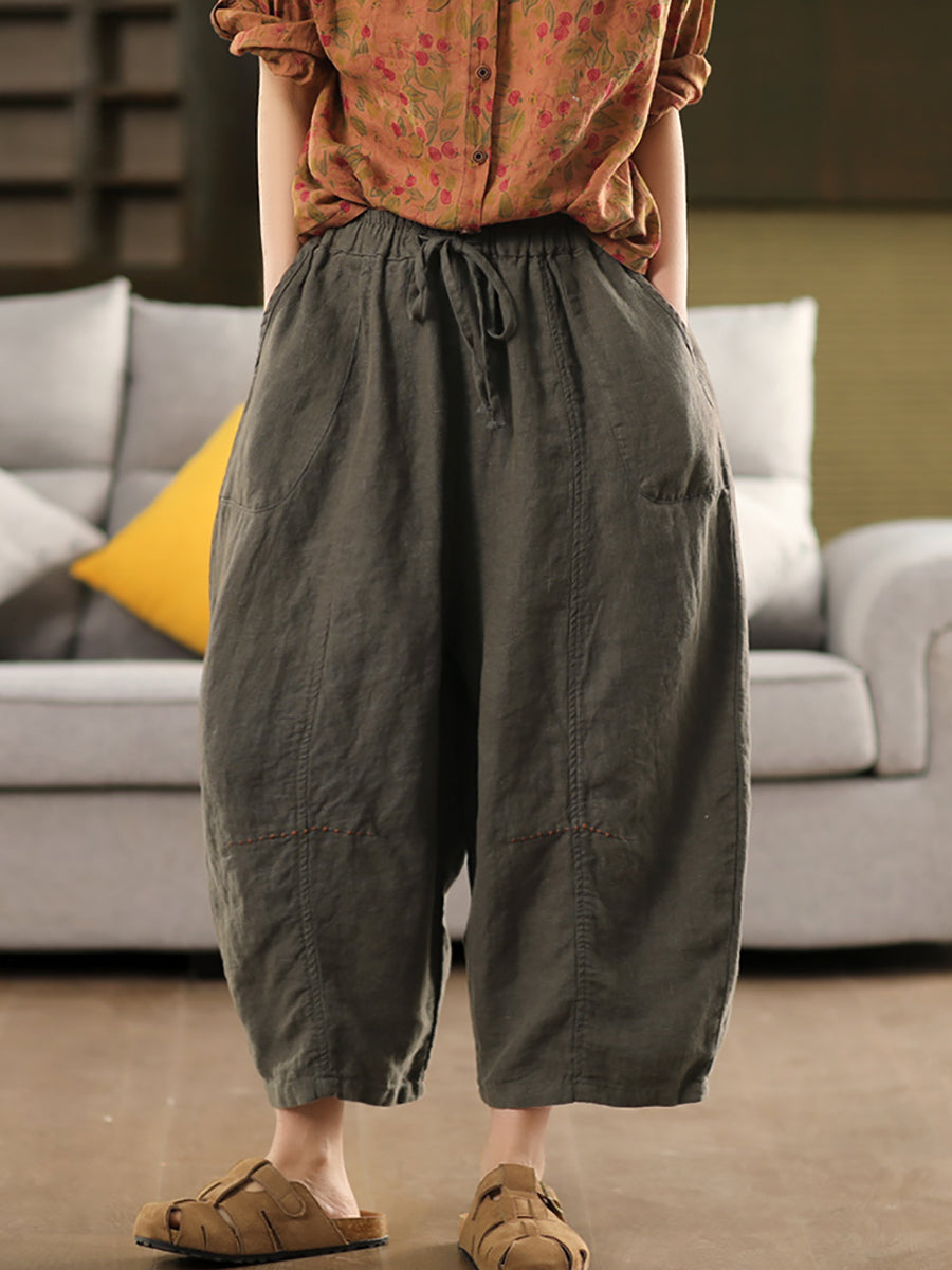 Harem Color 100%Linen Summer Pants Pure Casual Women FashionChic