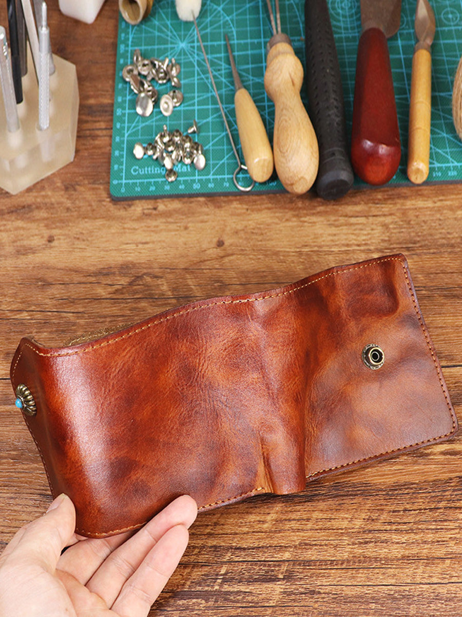 Wallet Leather Retro Square Multifunctional FashionChic