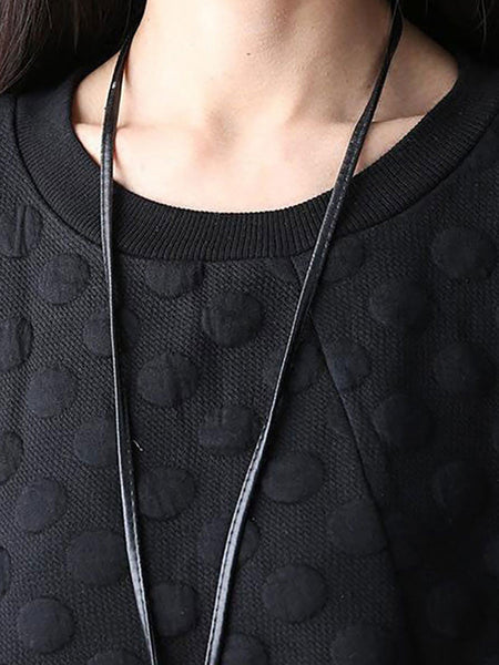 Plus Size Polka Dot Stretch Cotton Long Sleeve Dress AV1044 Genistyle Shop