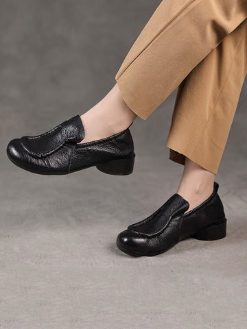 Women Summer Retro Soft Genuine Leather Low Heel Shoes CX013 XRXY