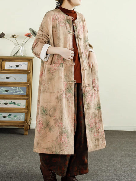 Women Autumn Ethnic 100%Cotton Long Padded Coat AI1062 JSHY