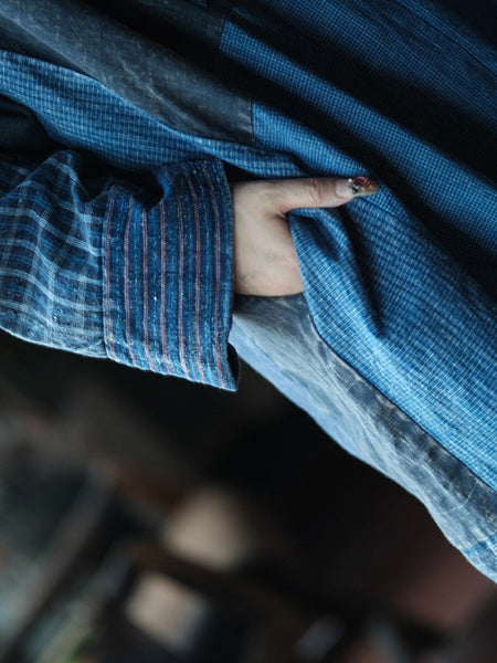 Retro Patchwork O-Neck Dress Women Cotton Autumn FashionChic