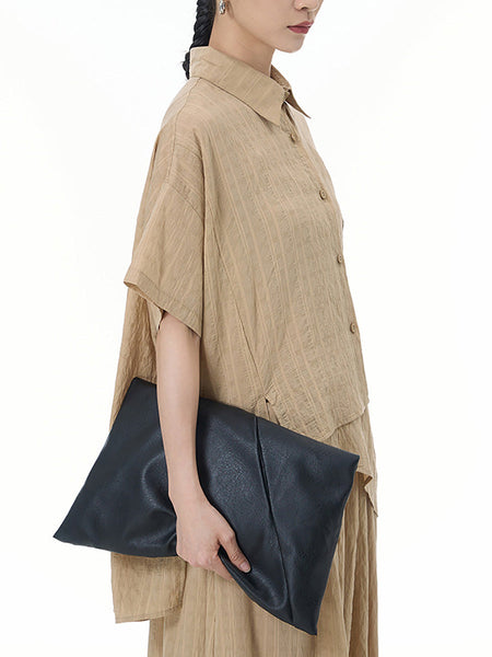 Women Summer Artsy Plaid Button-up Irregular Hem Shirt CX033 AYFZ