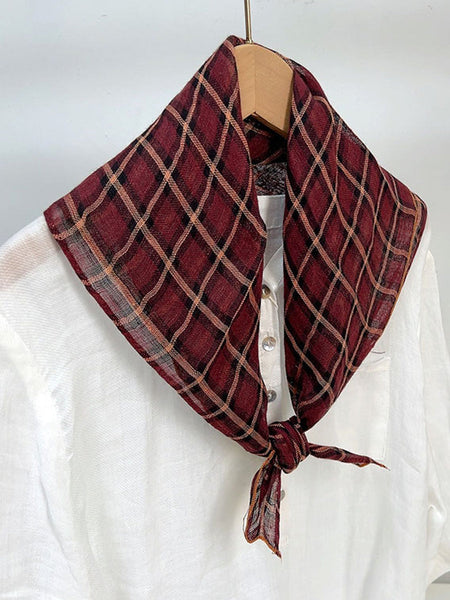 Vintage Stripe Women Casual Plaid Square Scarf FashionChic