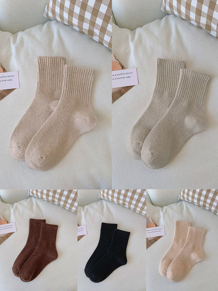 5 Pairs Women Solid Warm Wool Winter Socks BA1027 Genistyle Shop