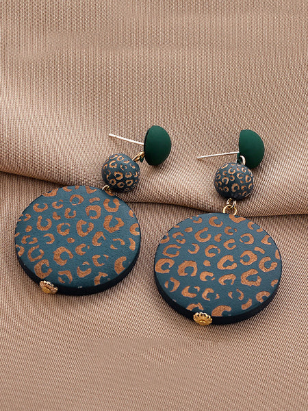 Earrings Women Vintage Round S925Sliver Wooden FashionChic
