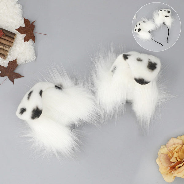 Foldable / Waggling BlackWhite Fur Covers Ear Puppy WhiteCoffee Faux FashionChic