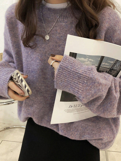 Dreamy Loose Purple Round-Neck Long Sleeves Sweater QX008 shopify